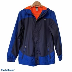 Champion C9 Boys Windbreaker Blue Black Sz XL 16-18 Hooded Venture Dry Full Zip